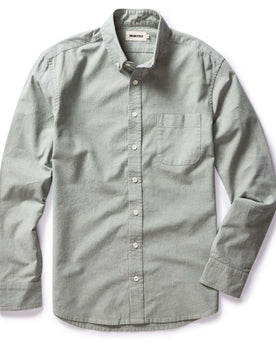 flatlay of The Jack in Deep Sea Chambray, in full, Wovens by Taylor Stitch