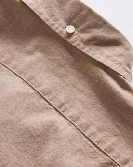 material shot of the back of the collar on The Jack in Faded Brick Chambray, Wovens by Taylor Stitch