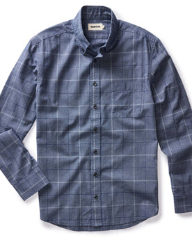 flatlay of The Jack in Navy Twist Plaid, in full, Wovens by Taylor Stitch