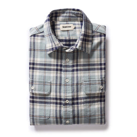 flatlay of The Ledge Shirt in Faded Blue Plaid