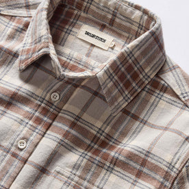 material shot of the collar on The Ledge Shirt in Redwood Plaid