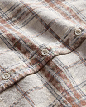 material shot of the natural buttons on The Ledge Shirt in Redwood Plaid, Wovens by Taylor Stitch