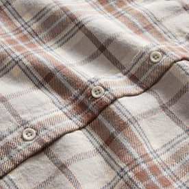 material shot of the natural buttons on The Ledge Shirt in Redwood Plaid