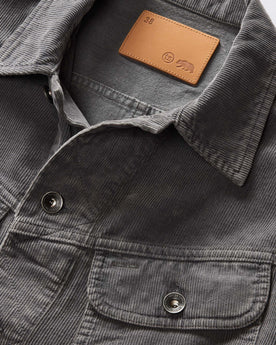 material shot of the collar on The Long Haul Jacket in Shale Cord, Outerwear by Taylor Stitch