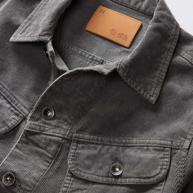 material shot of the collar on The Long Haul Jacket in Shale Cord