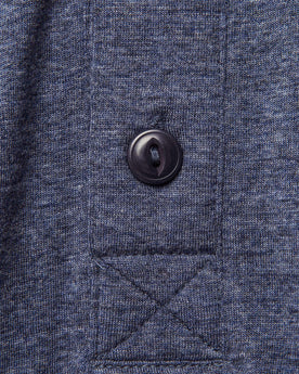 material shot of the buttons on The Merino Henley in Heather Navy, Knits by Taylor Stitch
