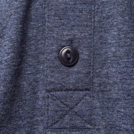 material shot of the buttons on The Merino Henley in Heather Navy