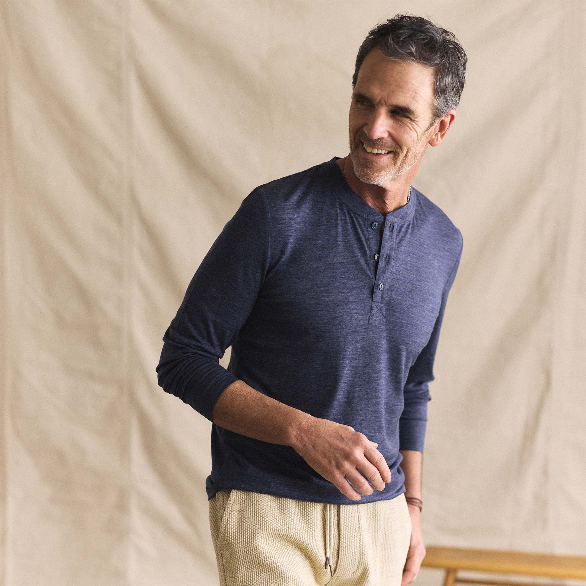 Picture of RWS Wool Henley Shirt in Navy - Men's
