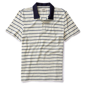 flatlay of The Organic Cotton Polo in Bleached Natural Stripe