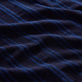material shot of the stripes on The Organic Cotton Polo in Washed Indigo Stripe