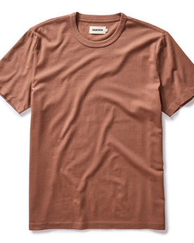 flatlay of The Organic Cotton Tee in Faded Brick, Knits by Taylor Stitch