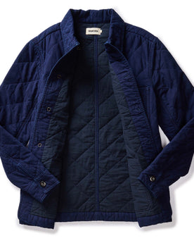 flatlay of the inside of The Ojai Jacket in Indigo Diamond Quilt, Outerwear by Taylor Stitch