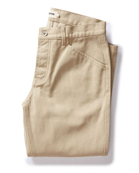 flatlay of The Camp Pant in Light Khaki Chipped Canvas, Bottoms by Taylor Stitch