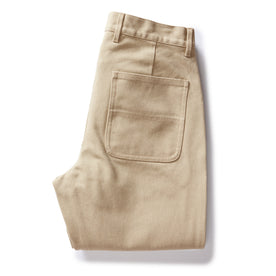 flatlay of The Camp Pant in Light Khaki Chipped Canvas, folded from back