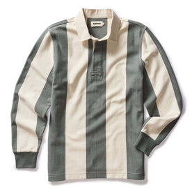 flatlay of The Rugby Shirt in Deep Sea Stripe