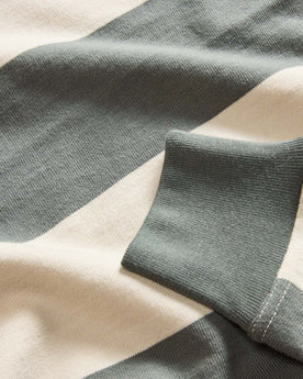 material shot of the sleeves on The Rugby Shirt in Deep Sea Stripe, Knits by Taylor Stitch