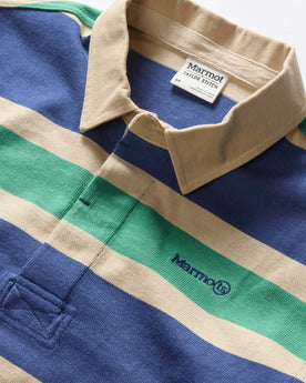 material shot of the collar on The Rugby Shirt in Navy Stripe, Knits by Taylor Stitch