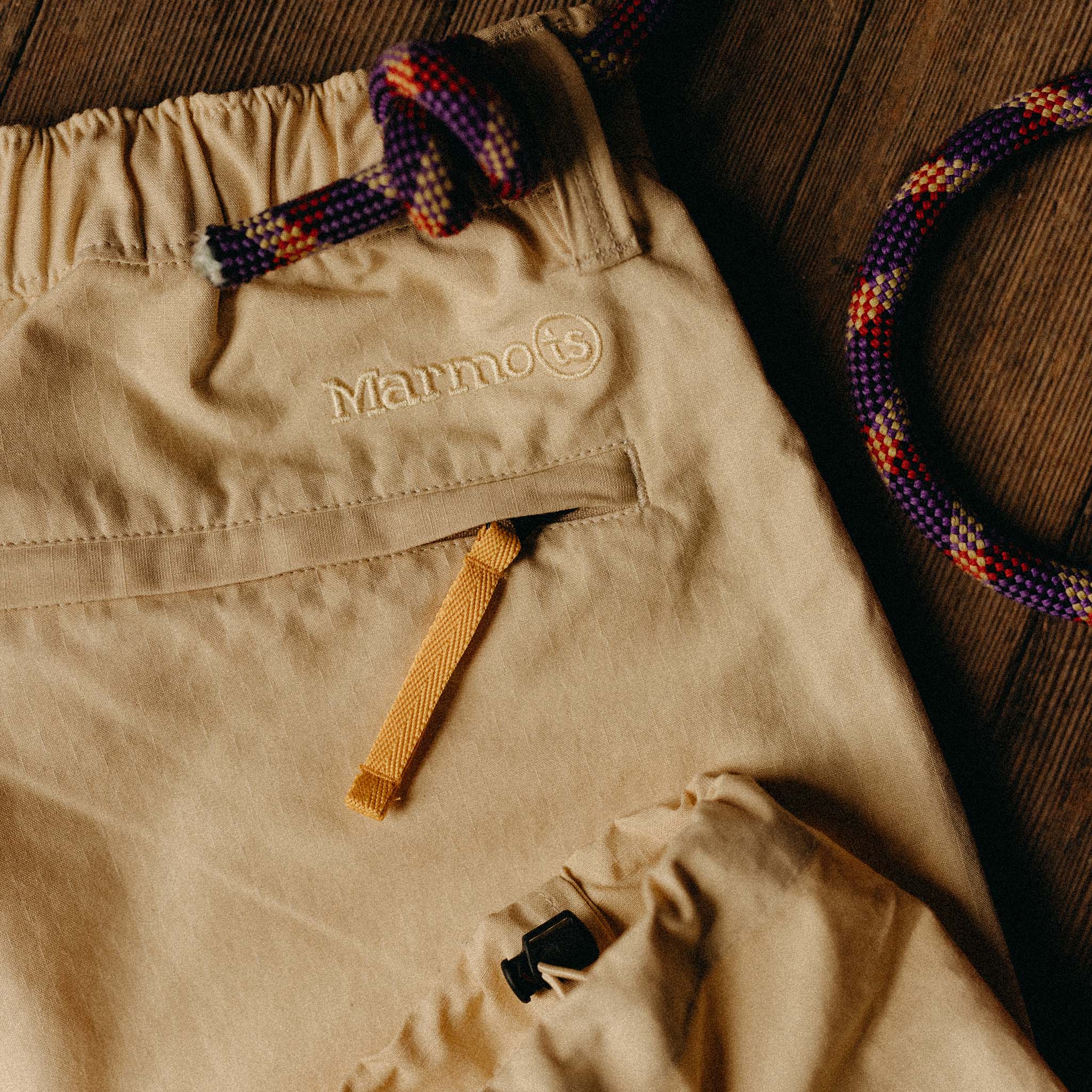 material shot of the back zip pocket on The Scramble Pant in Boulder, Bottoms by Taylor Stitch