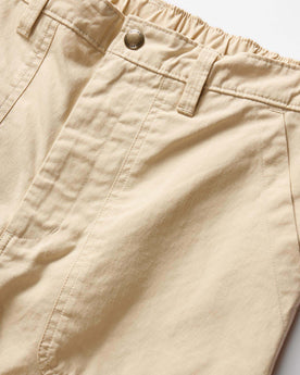 material shot of the waistband and button closure on The Scramble Pant in Boulder, Bottoms by Taylor Stitch