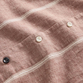 material shot of the buttons on The Short Sleeve Hawthorne in Dried Fig Stripe