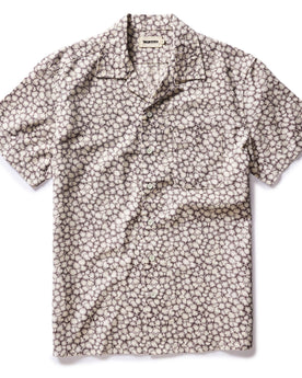 flatlay of The Short Sleeve Hawthorne in Fig Floral, Wovens by Taylor Stitch