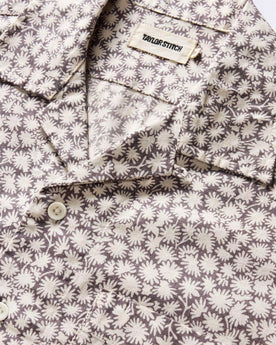 material shot of the collar on The Short Sleeve Hawthorne in Fig Floral, Wovens by Taylor Stitch