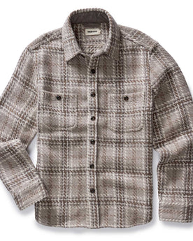 flatlay of The Cutter Overshirt in Grey Plaid, Wovens by Taylor Stitch