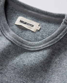 material shot of the collar on The Evans Crew in Dark Ash Birdseye Wool, Knits by Taylor Stitch