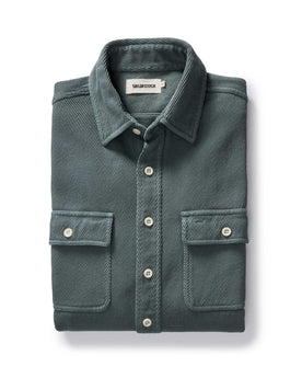 folded flatlay of The Ledge Shirt in Deep Sea Twill, Wovens by Taylor Stitch