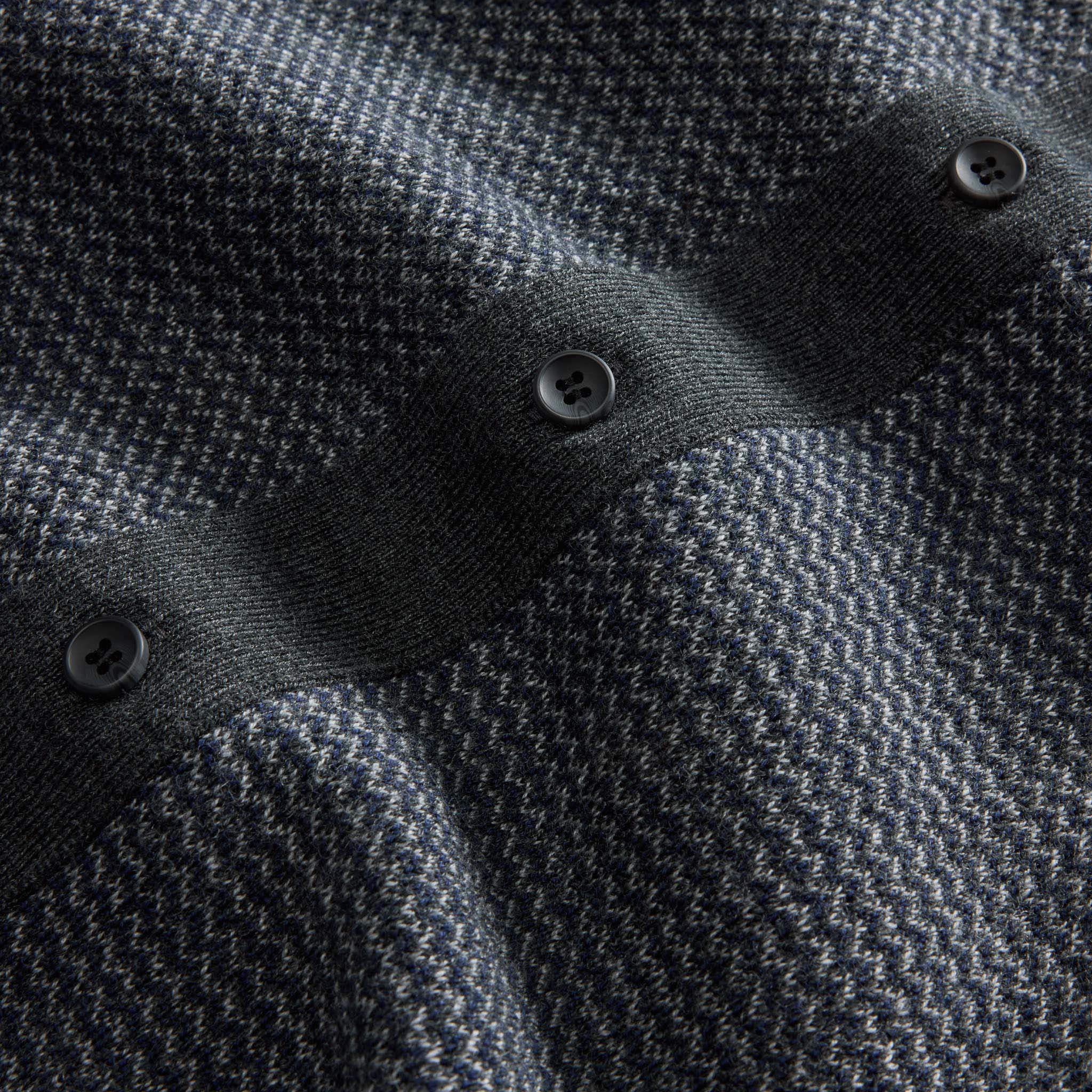 material shot of the buttons on The Nichols Polo in Navy Birdseye, Knits by Taylor Stitch