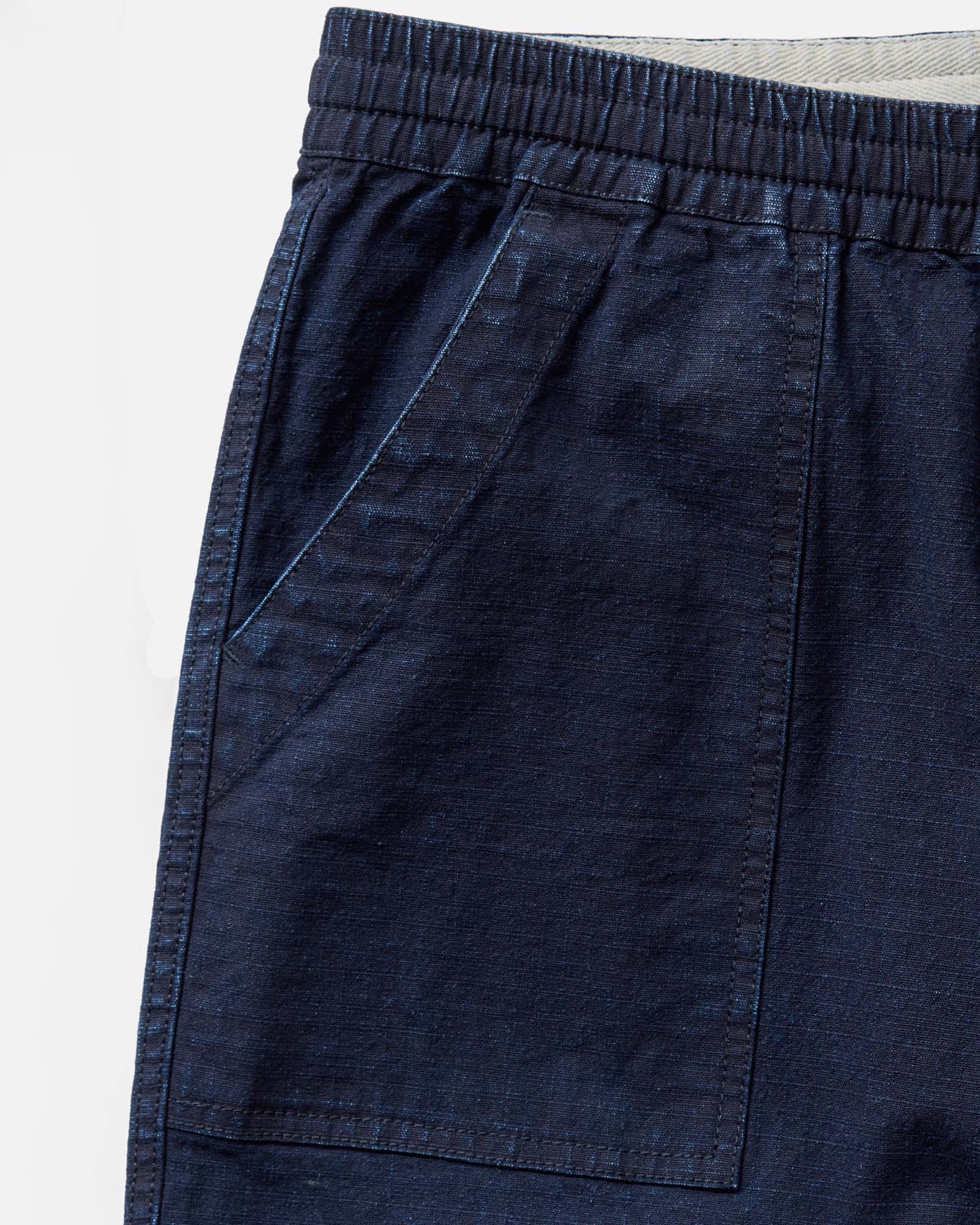 material shot of the fabric on The Breakwater Pant in Rinsed Indigo Ripstop, Bottoms by Taylor Stitch