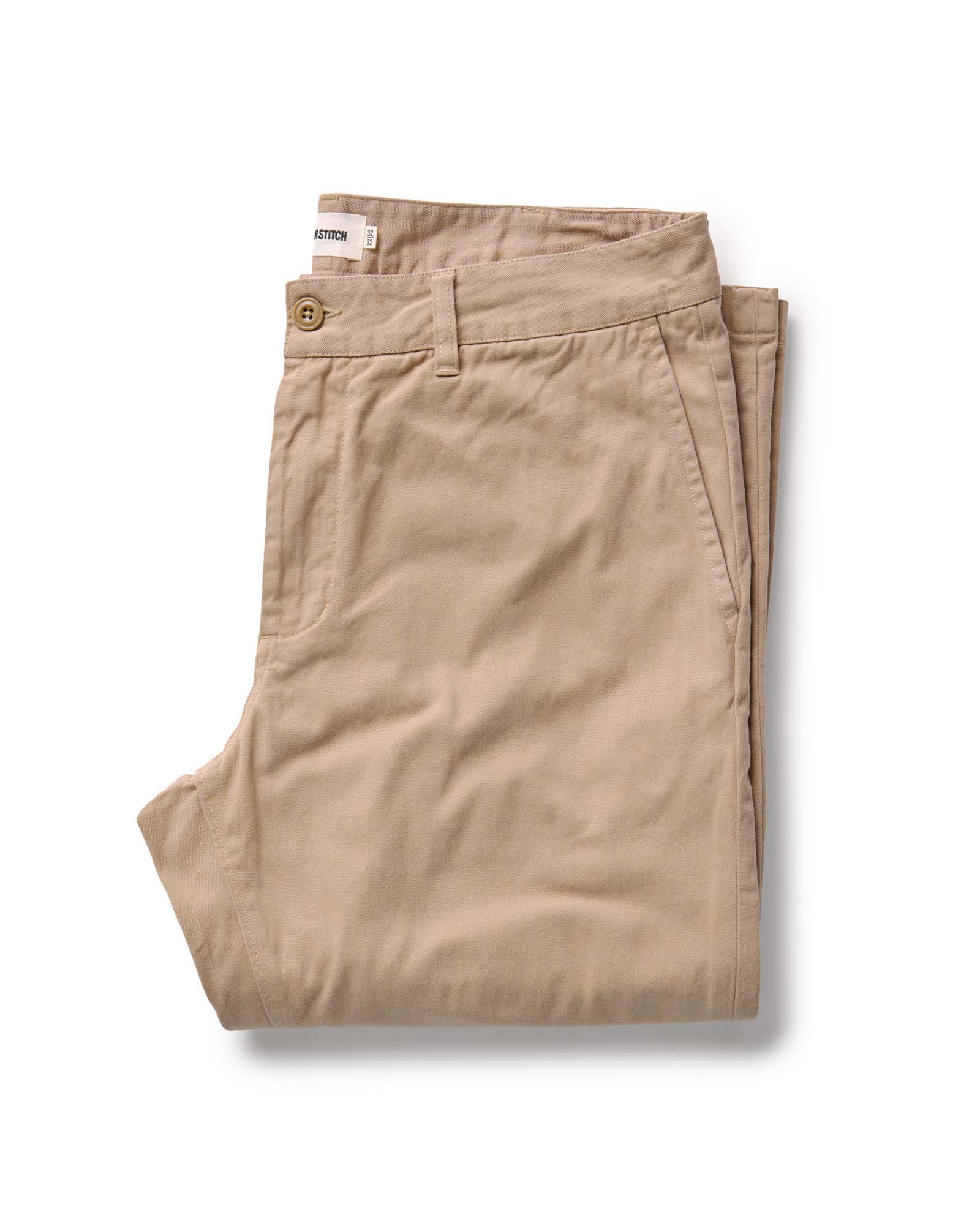 folded flatlay of The Democratic Foundation Pant in Organic Khaki, Bottoms by Taylor Stitch