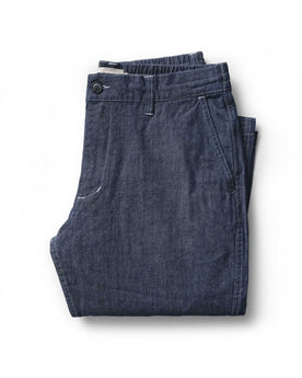 folded flatlay of The Easy Pant in Washed Indigo Chambray, Bottoms by Taylor Stitch