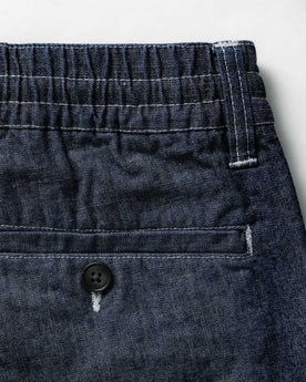 material shot of the back pocket on The Easy Pant in Washed Indigo Chambray, Bottoms by Taylor Stitch