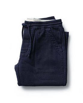 folded flatlay of The Breakwater Pant in Rinsed Indigo Sashiko, Bottoms by Taylor Stitch