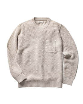 flatlay of The Crawford Crew Sweater in Marled Natural, Knits by Taylor Stitch