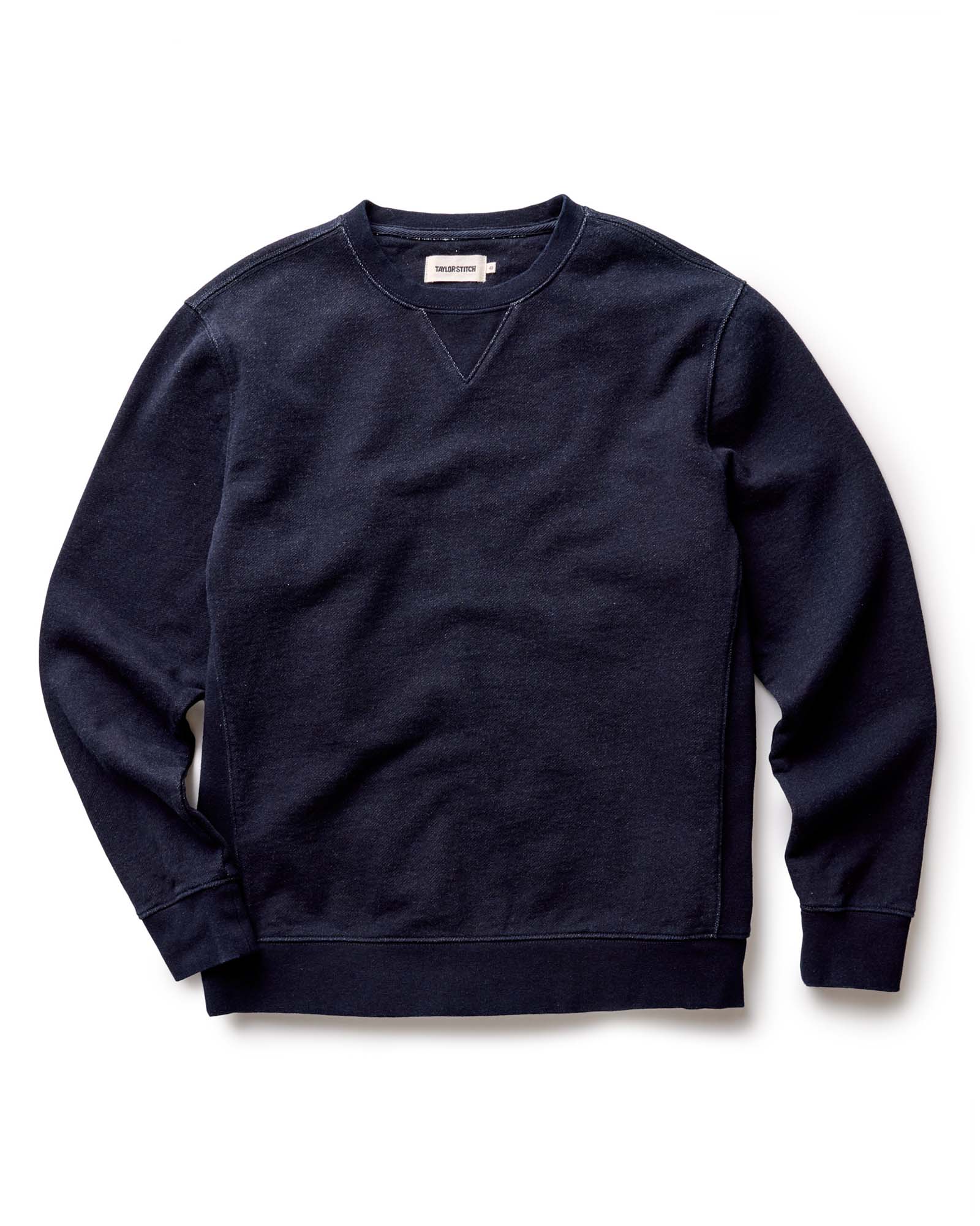 flatlay of The Apres Crew in Indigo Terry, Knits by Taylor Stitch