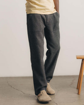 fit model showing off The Breakwater Pant in Charcoal Sashiko, Bottoms by Taylor Stitch