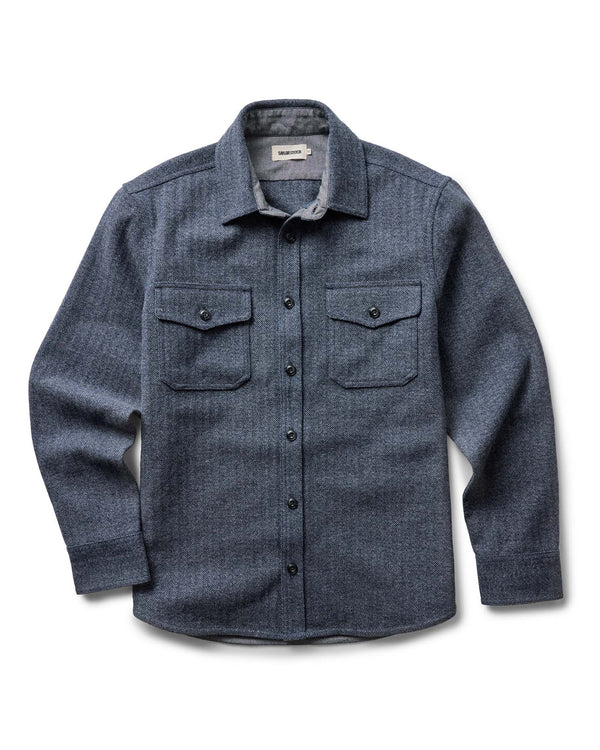 The CPO Overshirt in Indigo Ash Wool Herringbone