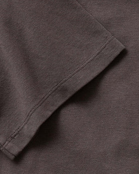 material shot of the sleeve on The Cotton Hemp Polo in Asphalt Pique, Knits by Taylor Stitch