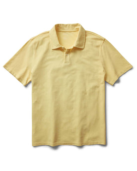 flatlay of The Cotton Hemp Polo in Straw Pique, Knits by Taylor Stitch