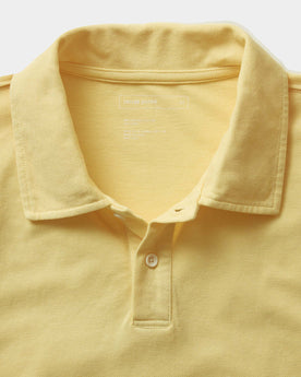 material shot of the collar on The Cotton Hemp Polo in Straw Pique, Knits by Taylor Stitch