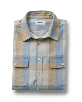 folded flatlay of The Craftsman Shirt in Blue Sky Check, Wovens by Taylor Stitch