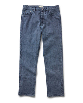 flatlay of The Democratic Jean in Japanese Washed Indigo Sashiko, Bottoms by Taylor Stitch