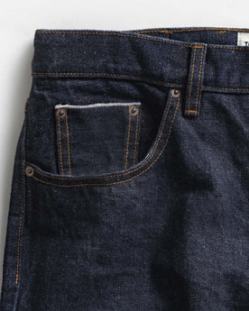 material shot of the pocket on The Democratic Jean in Rinsed Yoshiwa Selvedge, Bottoms by Taylor Stitch
