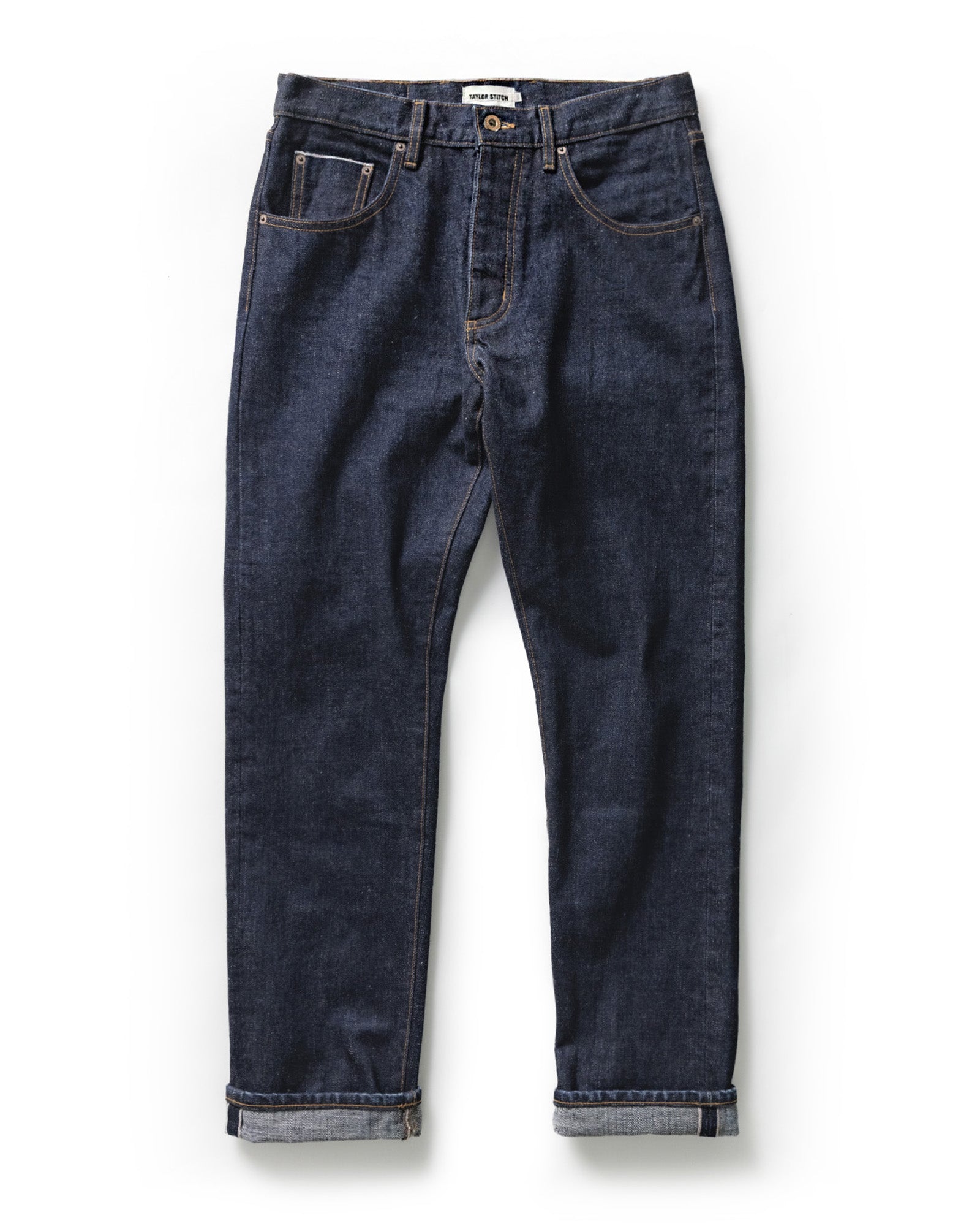 flatlay of The Democratic Jean in Rinsed Yoshiwa Selvedge, Bottoms by Taylor Stitch