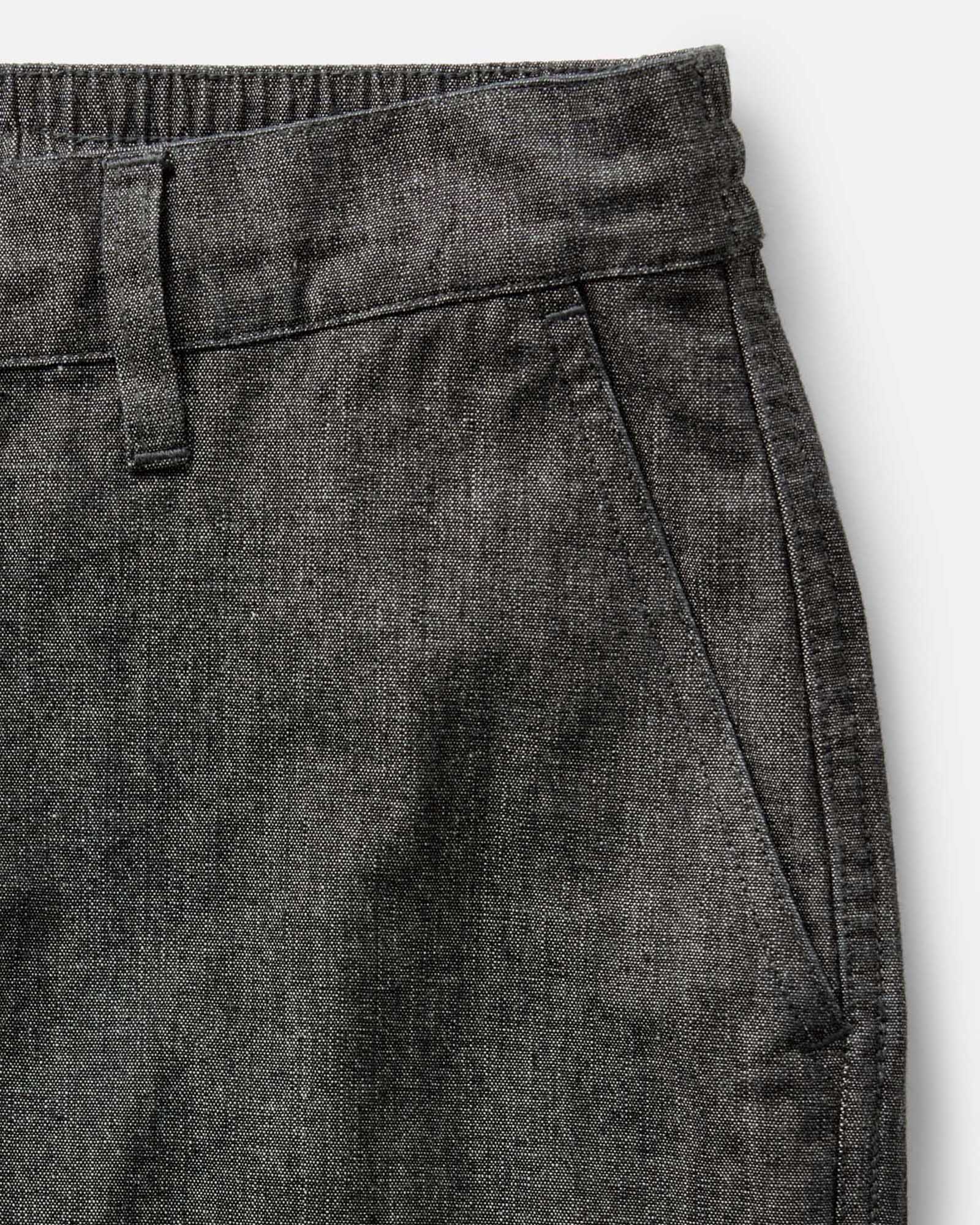 material shot of the pocket on The Easy Pant in Black Indigo Chambray, Bottoms by Taylor Stitch