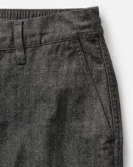 material shot of the pocket on The Easy Pant in Black Indigo Chambray, Bottoms by Taylor Stitch
