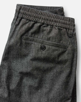 material shot of the back pocket on The Easy Pant in Black Indigo Chambray, Bottoms by Taylor Stitch