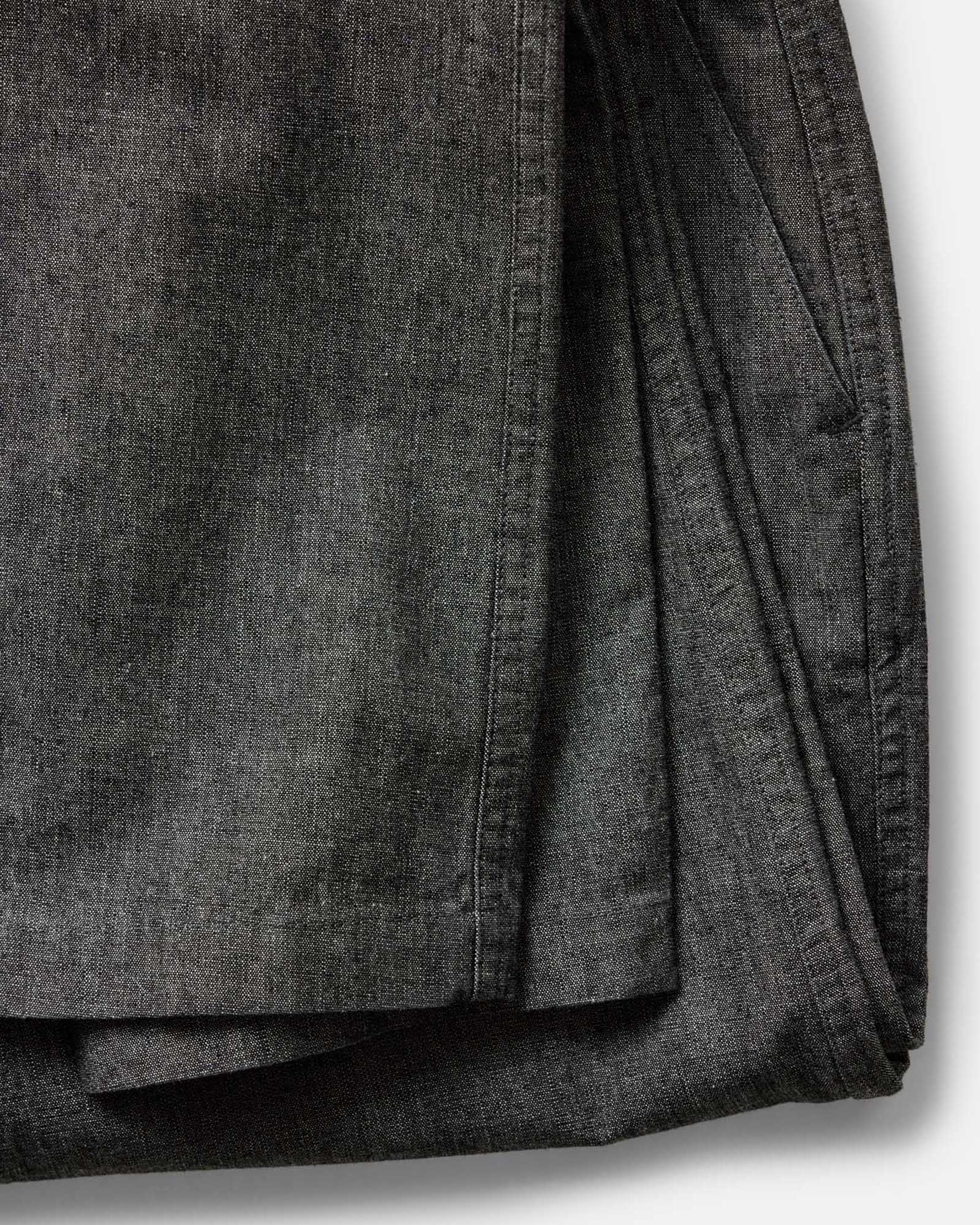 material shot of the cuffs on The Easy Pant in Black Indigo Chambray, Bottoms by Taylor Stitch